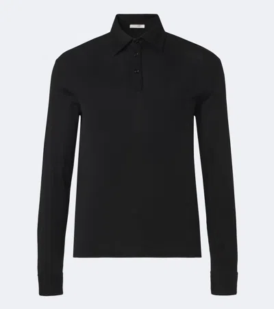 The Row Reyes Cotton Polo Shirt In Black