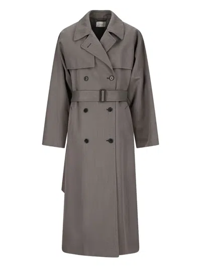 The Row Rhydian Belted Double-breasted Coat In Gray