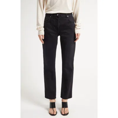 The Row Riaco Mid-rise Straight-leg Ankle Jeans In Black