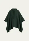 The Row Rianette Hooded Cashmere Cape Coat In Dark Forest Green