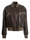 The Row Morisel Leather Bomber Jacket In Brown