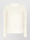 The Row Ribbed Crew Neck Top With Long Sleeves In Neutral