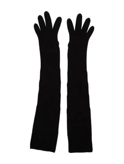Pre-owned The Row Ribbed Knit Long Gloves In Black