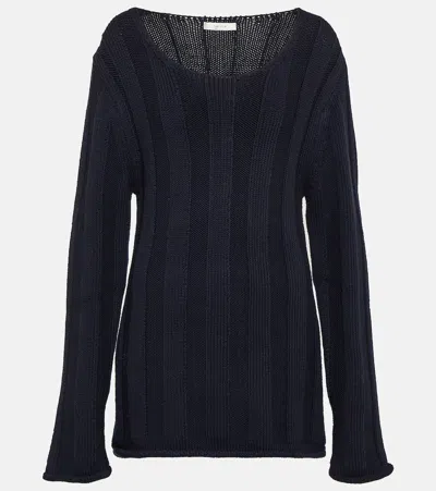 The Row Ribbed-knit Wool Sweater In Blue