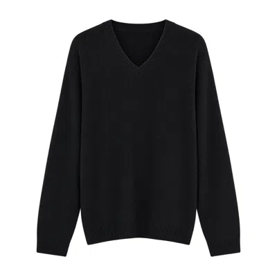 The Row Ribbed Knitted Sweater In Black