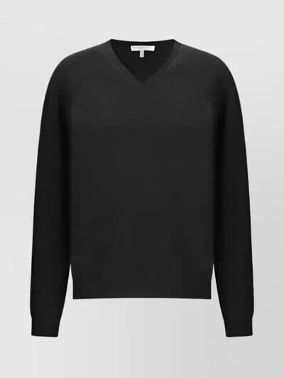 The Row Isaora Cashmere Knit V Neck Sweater In Black