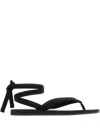 The Row Leather Sandals Bow Detail Flat Sole Open Toe In Black