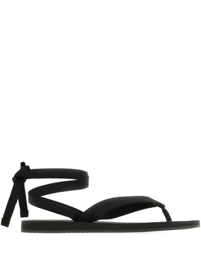 The Row Ribbon-tie Flat Sandals In Black