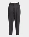 The Row Richelle Tapered Leg Pleated Cashmere Pants In Charcoal Melange