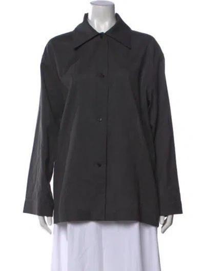 Pre-owned The Row Rigel Shirt Silk Button-up Top In Gray