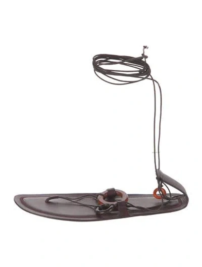 Pre-owned The Row Ring Wood Leather Sandals In Burgundy