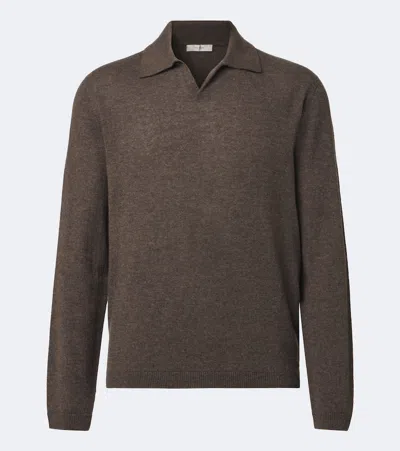 The Row Cashmere Ripley Polo Shirt Long Sleeves In Brown