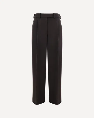 The Row Wool Wide-leg Trousers Front Pleats In Brown