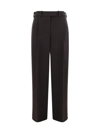 The Row Wool Wide-leg Trousers Front Pleats In Brown