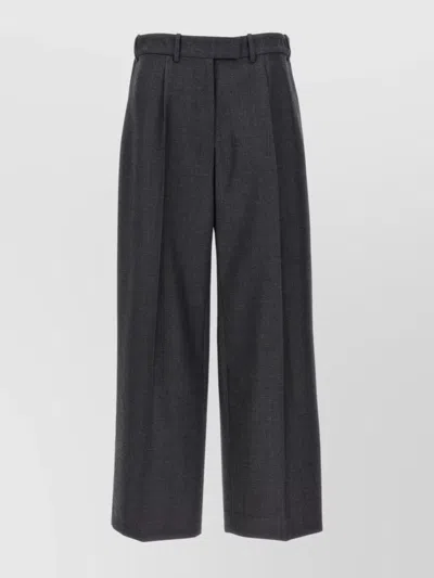 The Row Roan Pleated Wool Wide-leg Pants In Grey