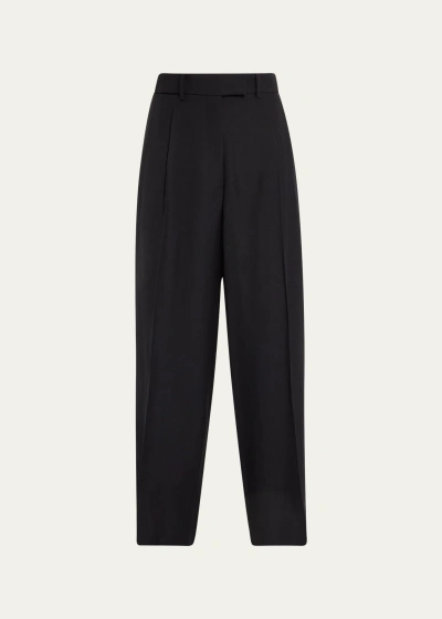 The Row Roan Pleated Wide-leg Trousers In Night Sky