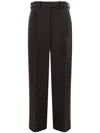 The Row Wool Wide-leg Trousers Front Pleats In Brown
