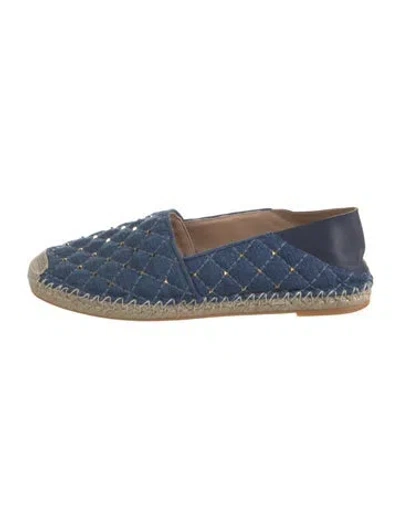 Pre-owned The Row Rockstud Spike Denim Espadrilles In Blue