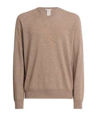 The Row Rod V-neck Cashmere Knit Sweater In Brown