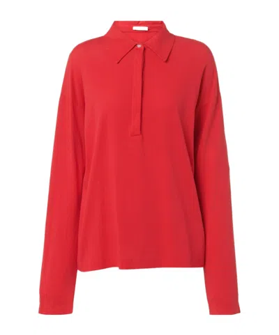 The Row Roddie Cotton Jersey Polo Shirt In Red