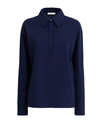 The Row Roddie Cotton Shirt In Blue