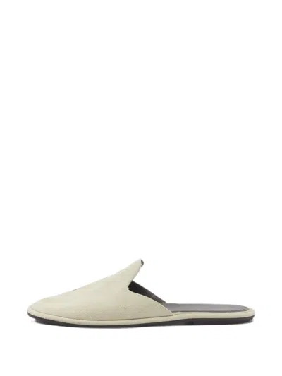 Pre-owned The Row Roger Flat Mules In Neutral