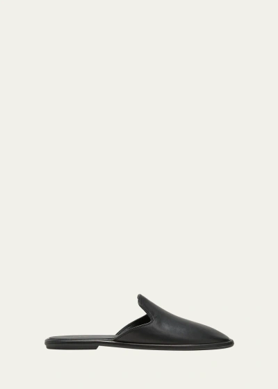 The Row Roger Suede Slipper Mules In Black