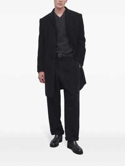 The Row Black Kaplan Coat In Blk Black