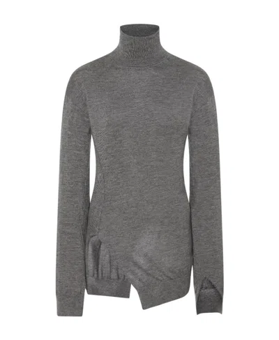 The Row Roll-neck Asymmetric Knitted Top In Gray