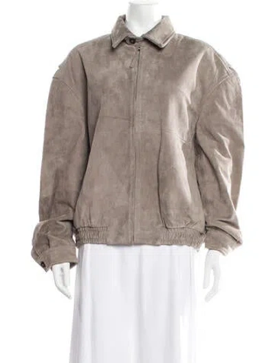 Pre-owned The Row Ronan Suede Bomber Jacket In Neutrals