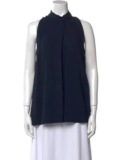 Pre-owned The Row Ropla Mock Neck Blouse In Blue