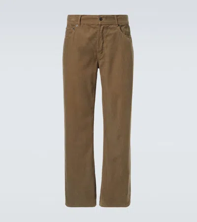 The Row Rossen Cotton Corduroy Straight Pants In Brown