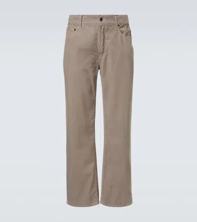 The Row Rossen Cotton Corduroy Straight Pants In Neutral