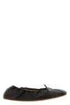 The Row Charcoal Leather Awar Ballerinas In Black