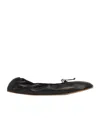 The Row Leather Awar Ballet Flats With Elastic Detail In Black