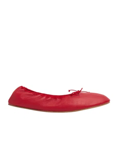 The Row Round Ballet Leather Flats In Red