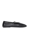 The Row Elastic Ballet Black Nappa Slippers In Black