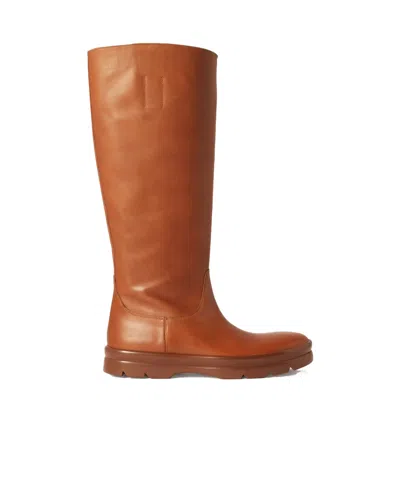 The Row Round Head Boots In Brown