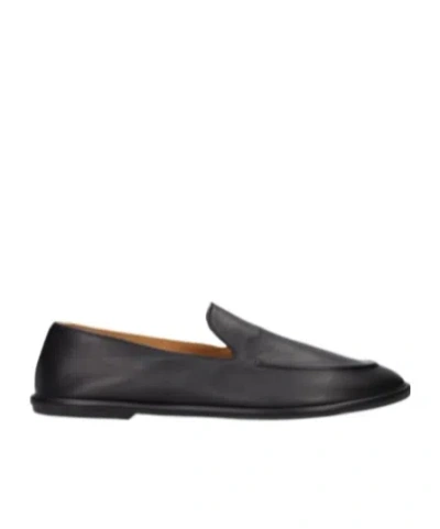 The Row Round Head Loafer Shoes In Black