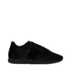 The Row Velvet Adjustable Sneakers Suede Finish In Black