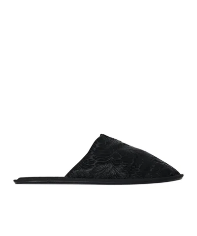 The Row Round Head Slippers In Black