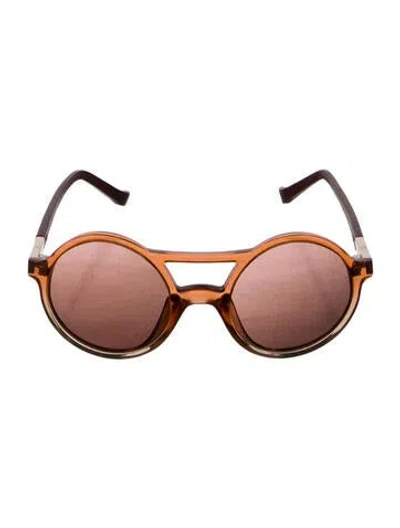 Pre-owned The Row Round Mirrored Sunglasses In Brown