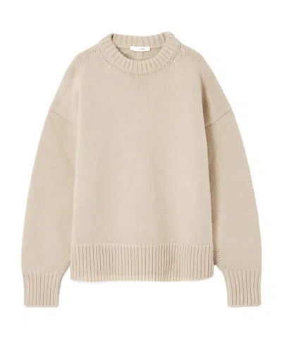 The Row Round Neck Cashmere Wool Blended Sweater In Nude