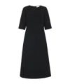The Row Solene Elbow-sleeve Crepe Midi A-line Dress In Black