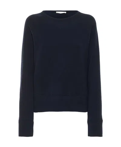 The Row Round-neck Knitted Wool Sweater In Blue