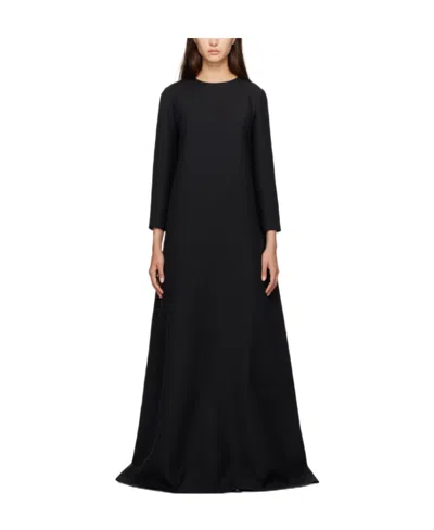 The Row Round Neck Long-sleeved Dress In Black