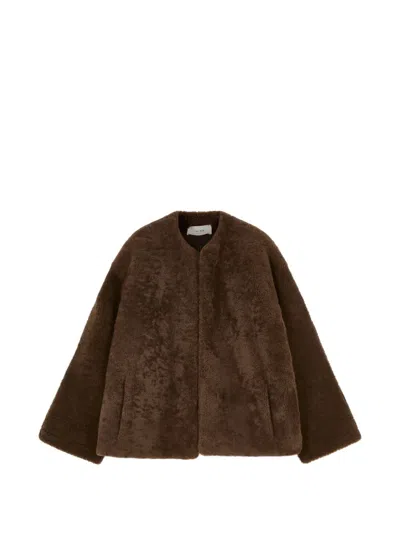 The Row Round-neck Long-sleeves Jacket In Brown