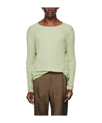 The Row Green Vico Sweater In Pli Pale Lime
