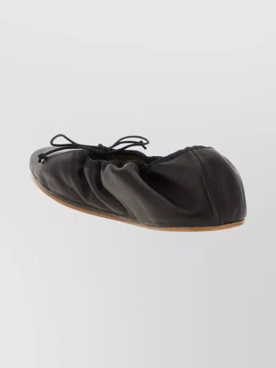 The Row Round Toe Ballet Flats With Bow Detail In Black