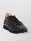 The Row Round Toe Rubber Sole Smooth Finish Sneakers In Black